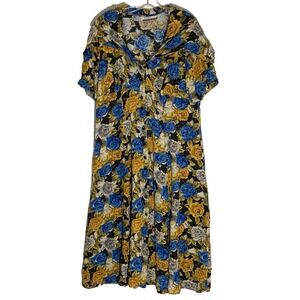 Vintage Diana Marco Midi Dress 18 Multi Floral Peter Pan Grannycore Cottage Clas